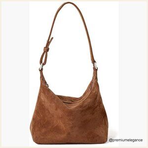 Premium Suede Leather Crossbody Shoulder Bag Small Hobo Purse Adjustable Strap